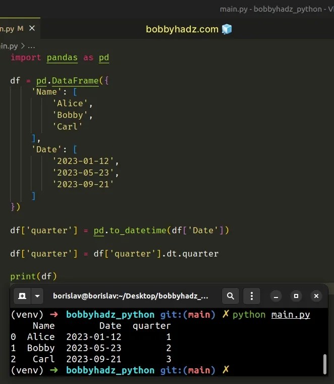 How to get a Quarter from a Date in Pandas [4 Ways] bobbyhadz