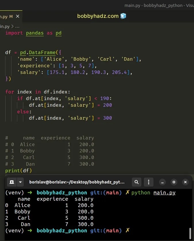 Update a Pandas DataFrame while iterating over its rows bobbyhadz