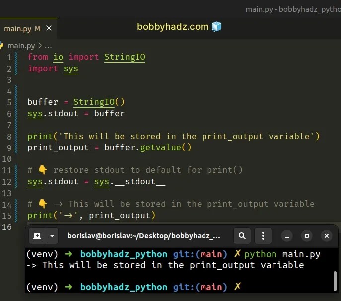 How to assign Print output to a Variable in Python bobbyhadz
