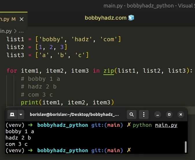 Using multiple variables in a For loop in Python bobbyhadz