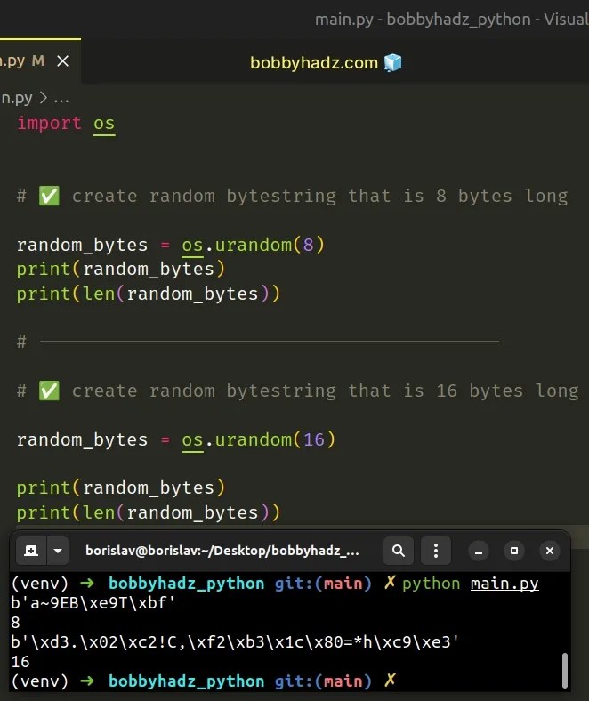 Generate random bytes or random Hex string in Python bobbyhadz