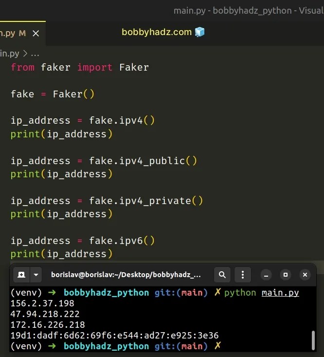 How to generate a random IP address in Python bobbyhadz