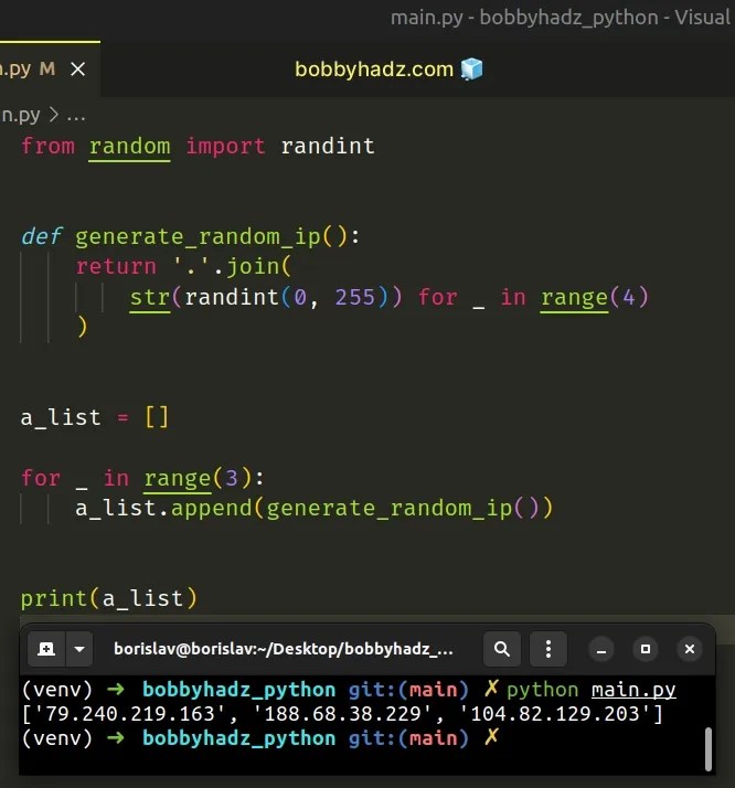 How to generate a random IP address in Python bobbyhadz