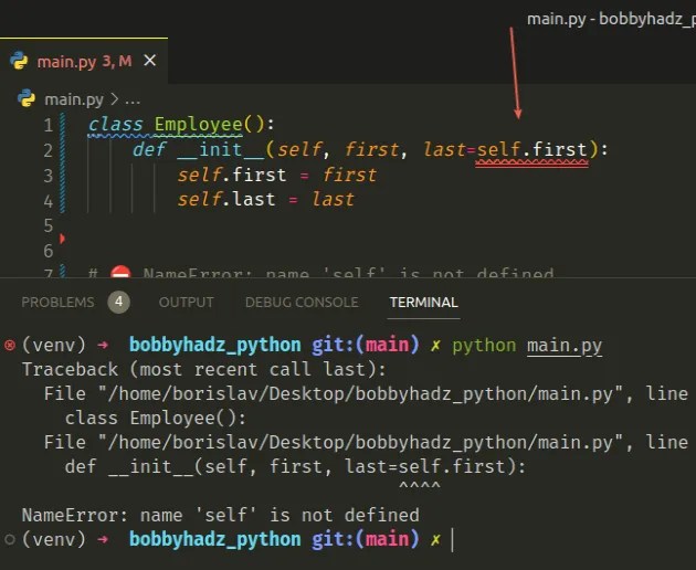 NameError name 'self' is not defined in Python [Solved] bobbyhadz