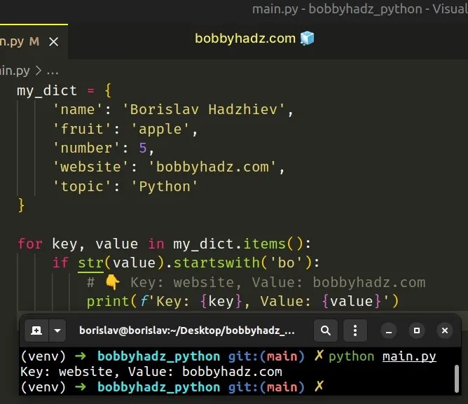 Print specific keyvalue pairs of a dictionary in Python bobbyhadz