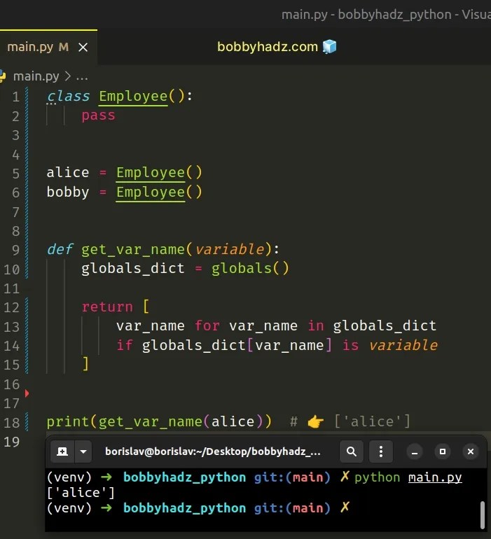Python print named variables