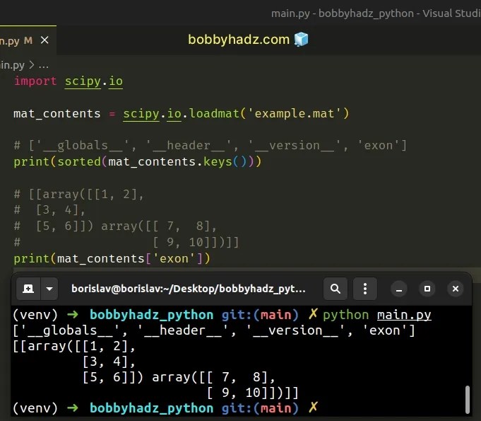 How to read a .mat (Matplotlib) file in Python bobbyhadz