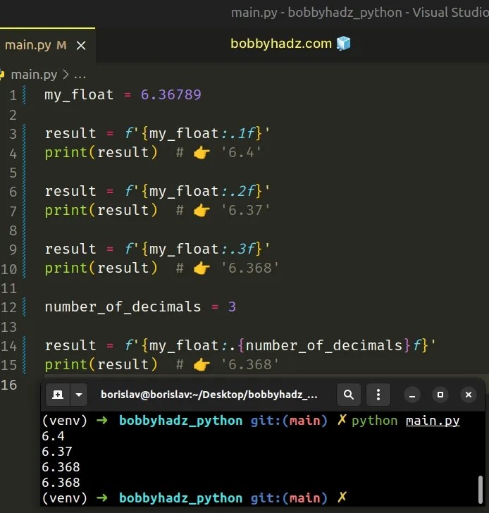 Round a Float to 1, 2 or 3 Decimal places in Python bobbyhadz