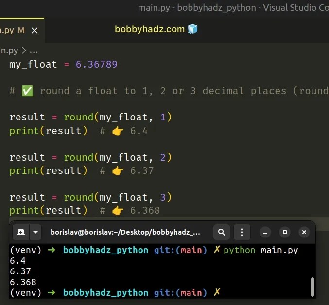 Round a Float to 1, 2 or 3 Decimal places in Python bobbyhadz