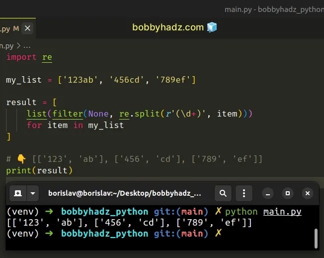 Split a String into Text and Number in Python bobbyhadz