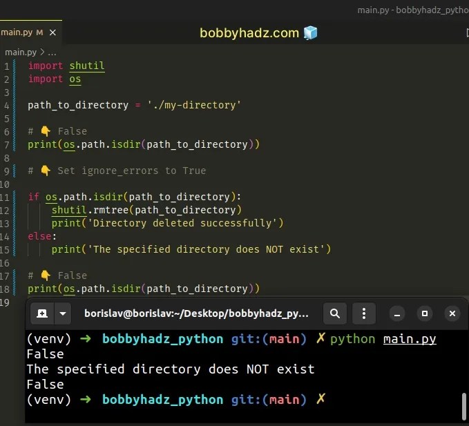 How to recursively delete a Directory in Python bobbyhadz