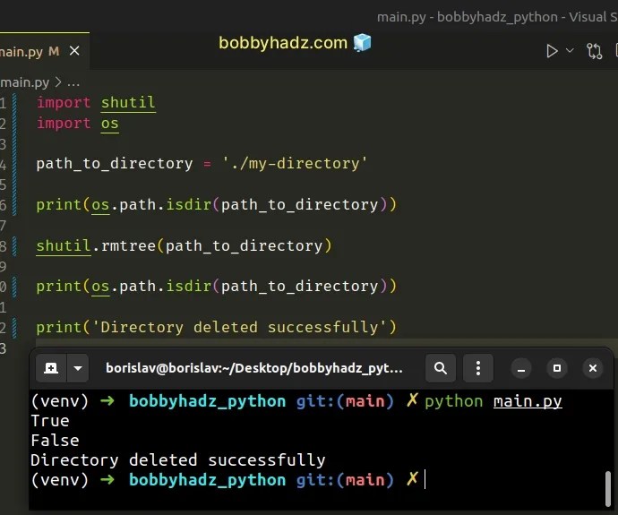 How to recursively delete a Directory in Python bobbyhadz