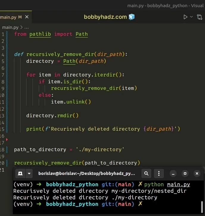 How to recursively delete a Directory in Python bobbyhadz
