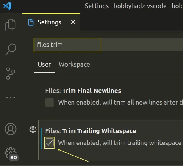 Remove trailing spaces automatically in Visual Studio Code bobbyhadz