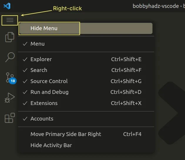 How to Restore or Hide the Menu Bar in Visual Studio Code bobbyhadz