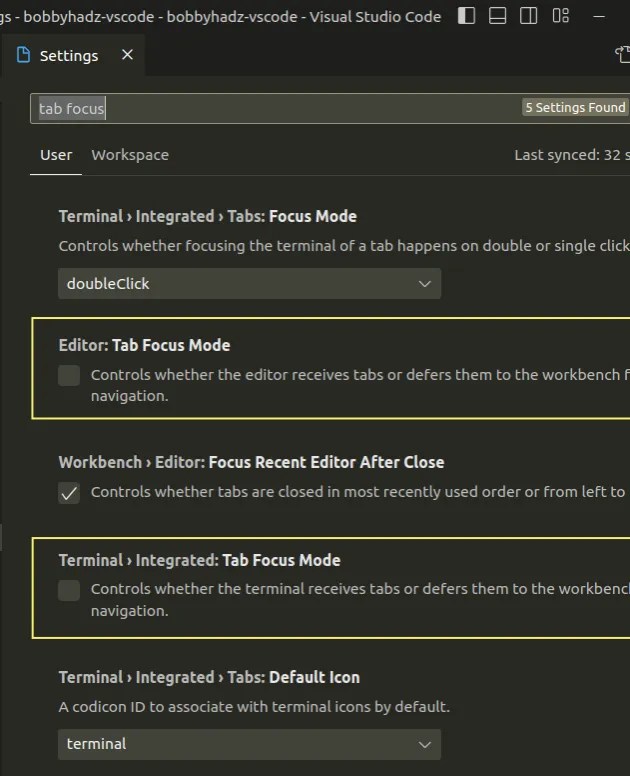 Tab key not working in Visual Studio Code issue [Solved] bobbyhadz