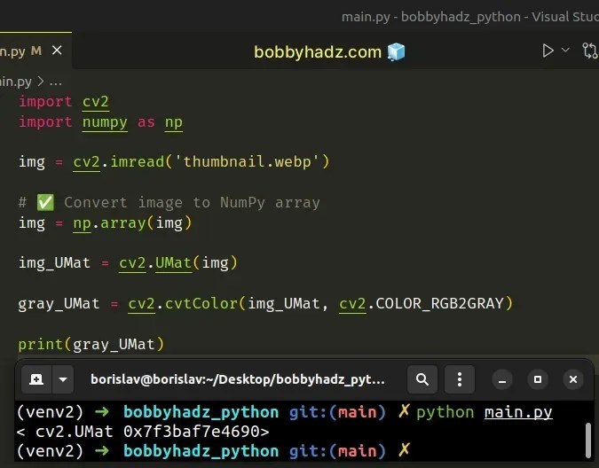 OpenCV TypeError Expected cvUMat for argument [Solved] bobbyhadz