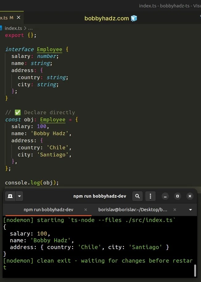 Create an Object based on an Interface in TypeScript bobbyhadz