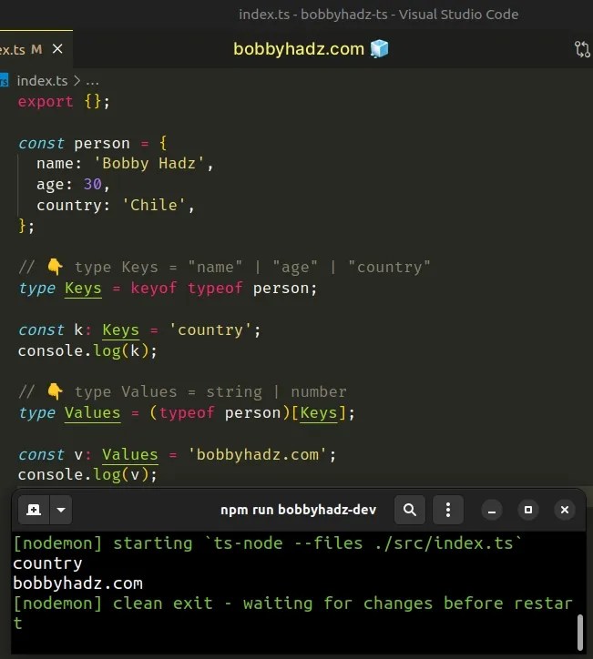 Create a Type from an object's Keys or Values in TypeScript bobbyhadz