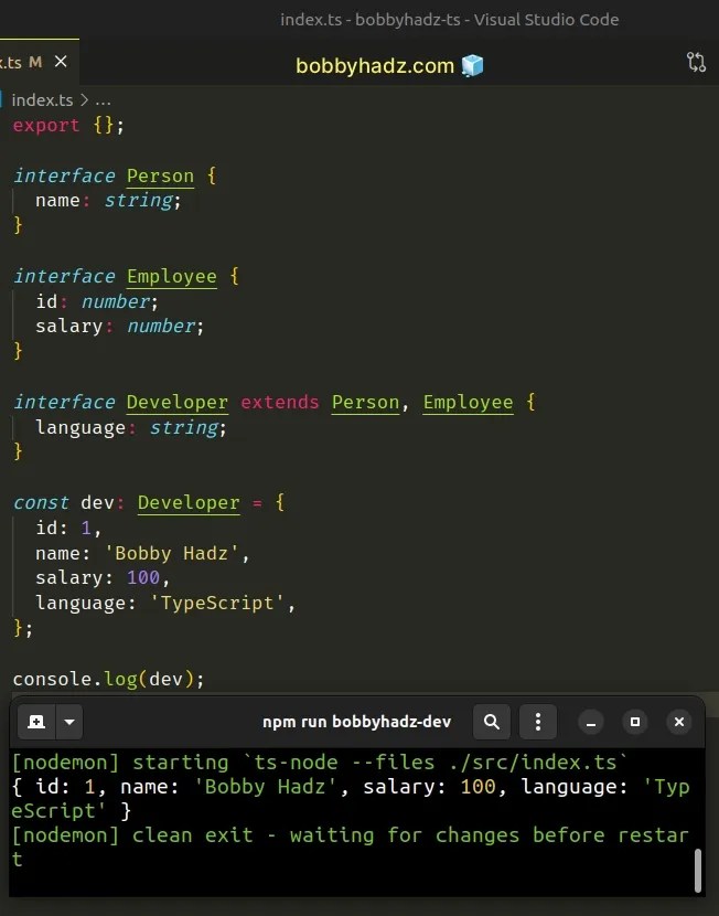 How to Extend one or Multiple Interfaces in TypeScript bobbyhadz