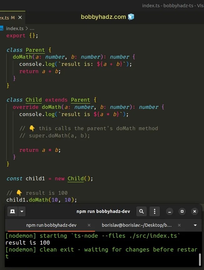 How to Override a Class method in TypeScript bobbyhadz