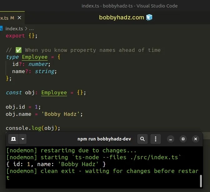 Property does not exist on type '{}' in TypeScript [Solved] bobbyhadz