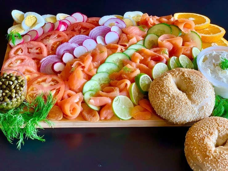 Delicious Bagel & Lox Charcuterie Board