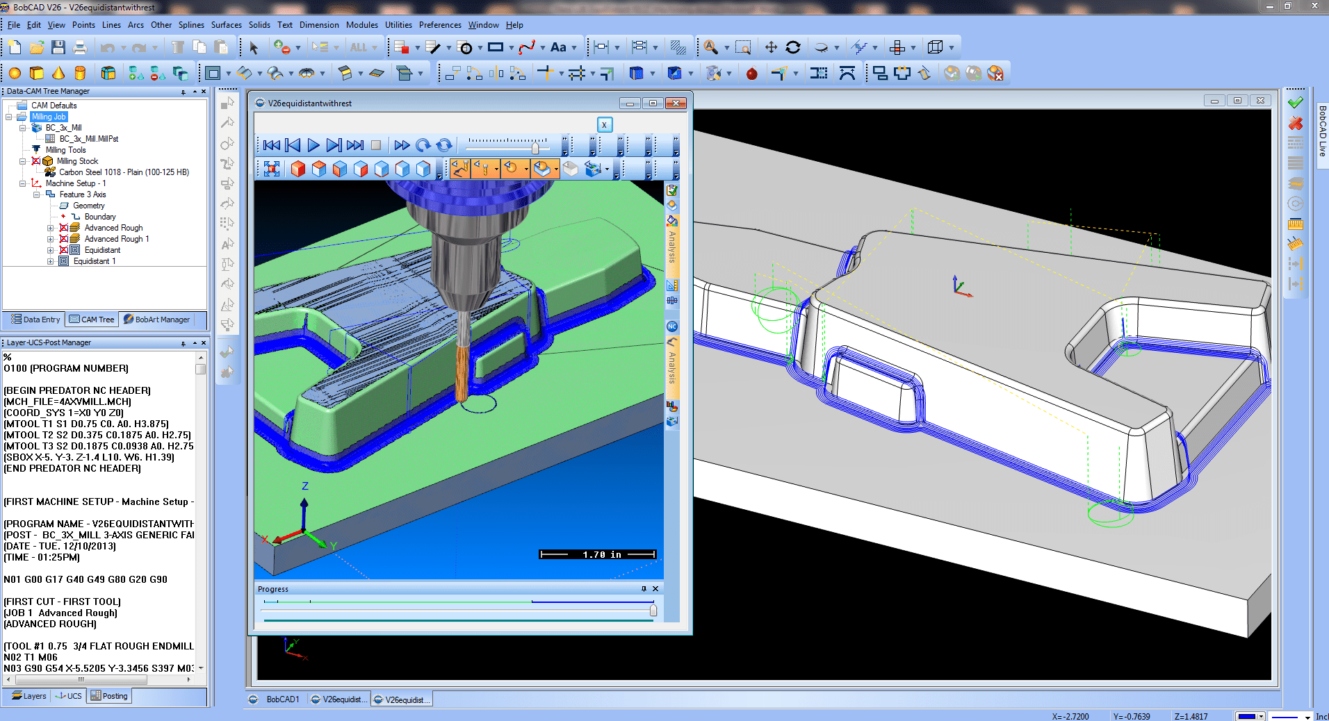 CADCAM Software REST Finish Toolpath BobCADCAM