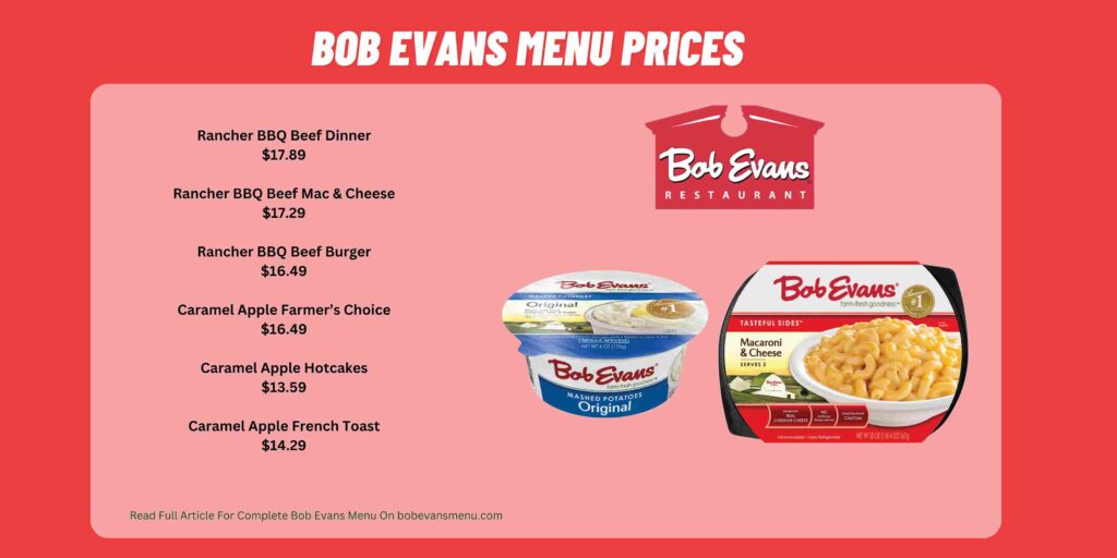 Bob Evans Menu Prices [2024 October Updated] ️