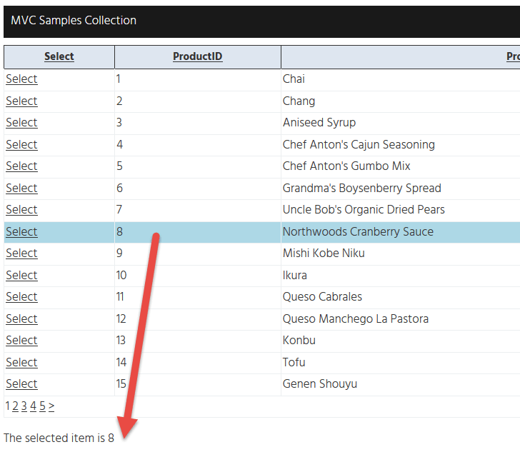 MVC Webgrid basics Simple grid with paging and sorting and selection