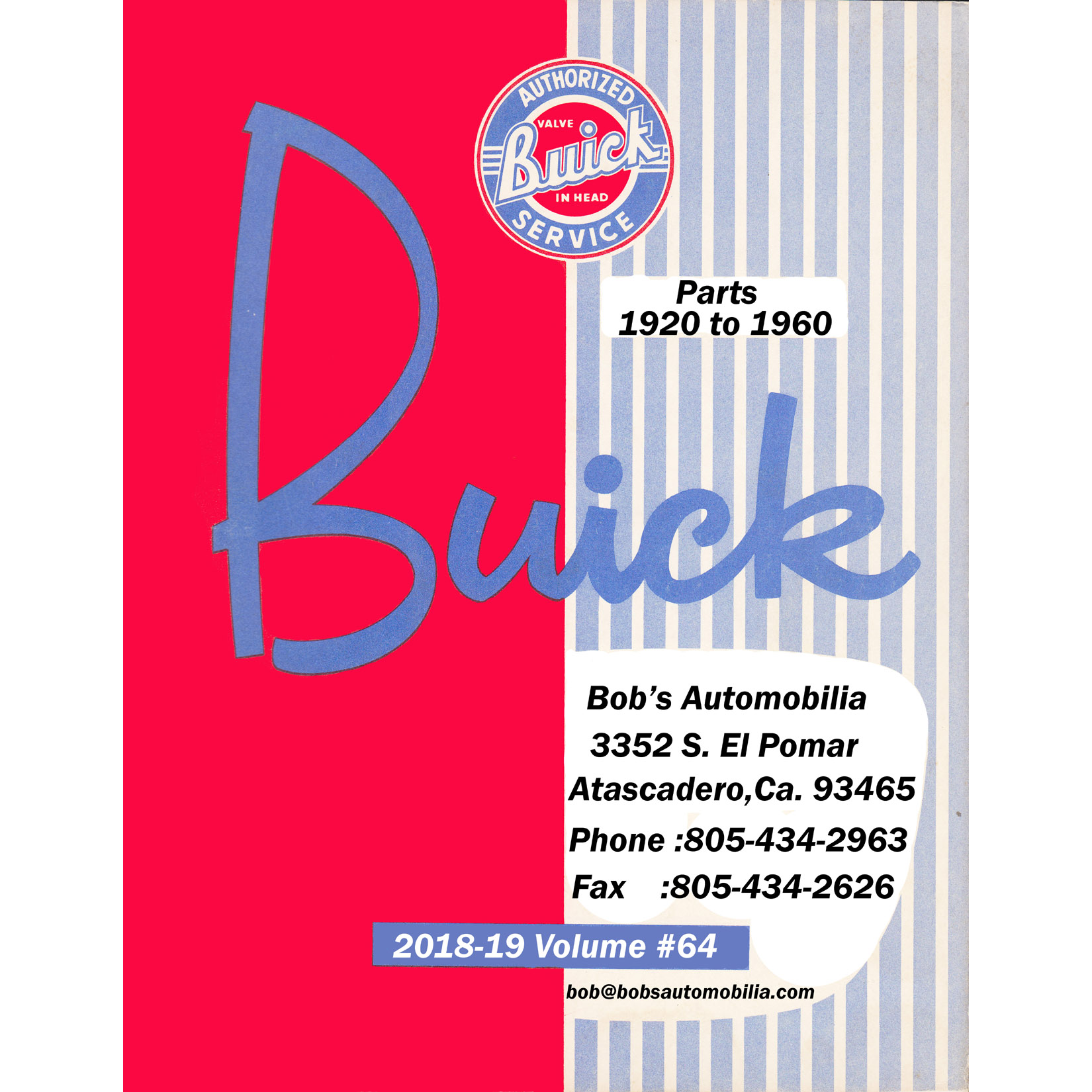 Bob’s Sales Catalog For Buick Parts (Free W/Other Purchase) Bob's