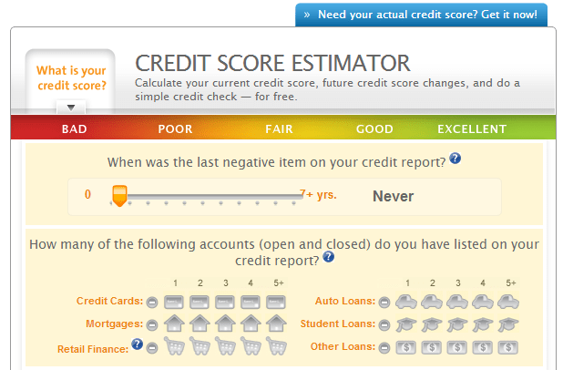 Free credit score estimator! And by free, I mean you don’t have to pay