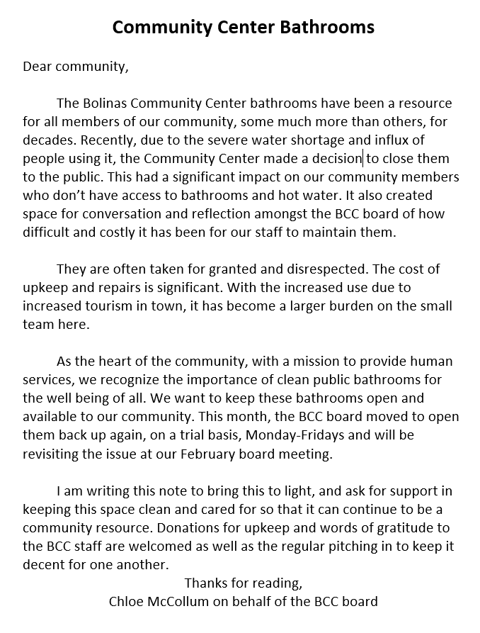 Bolinas Community Center Bathrooms Bolinas Community Center