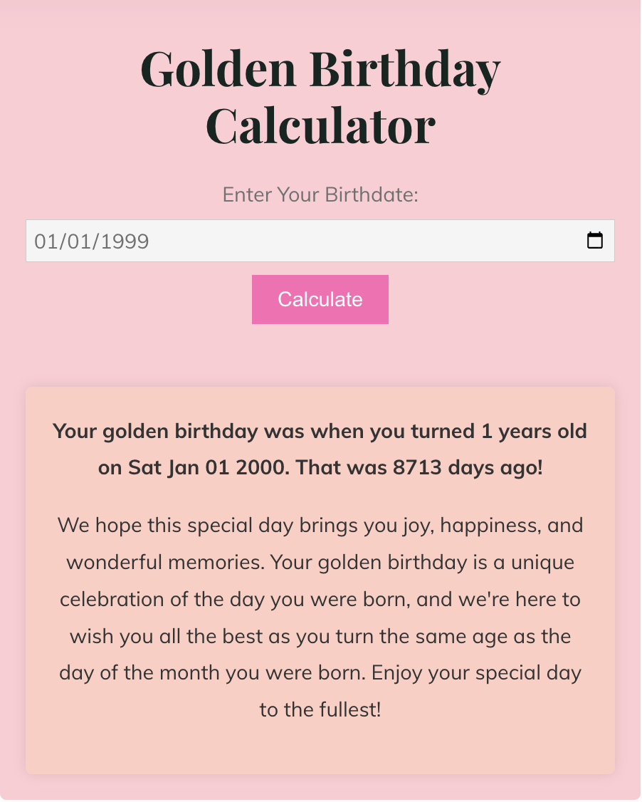 Golden Birthday Calculator Bodhi Bloom