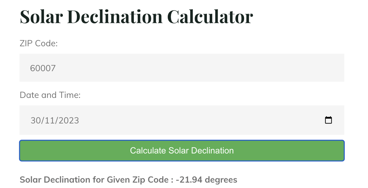 Find Solar Declination Based on Your Zip Code Solar Declination