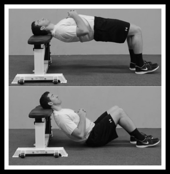 neck bridge exercise using bench • Bodybuilding Wizard