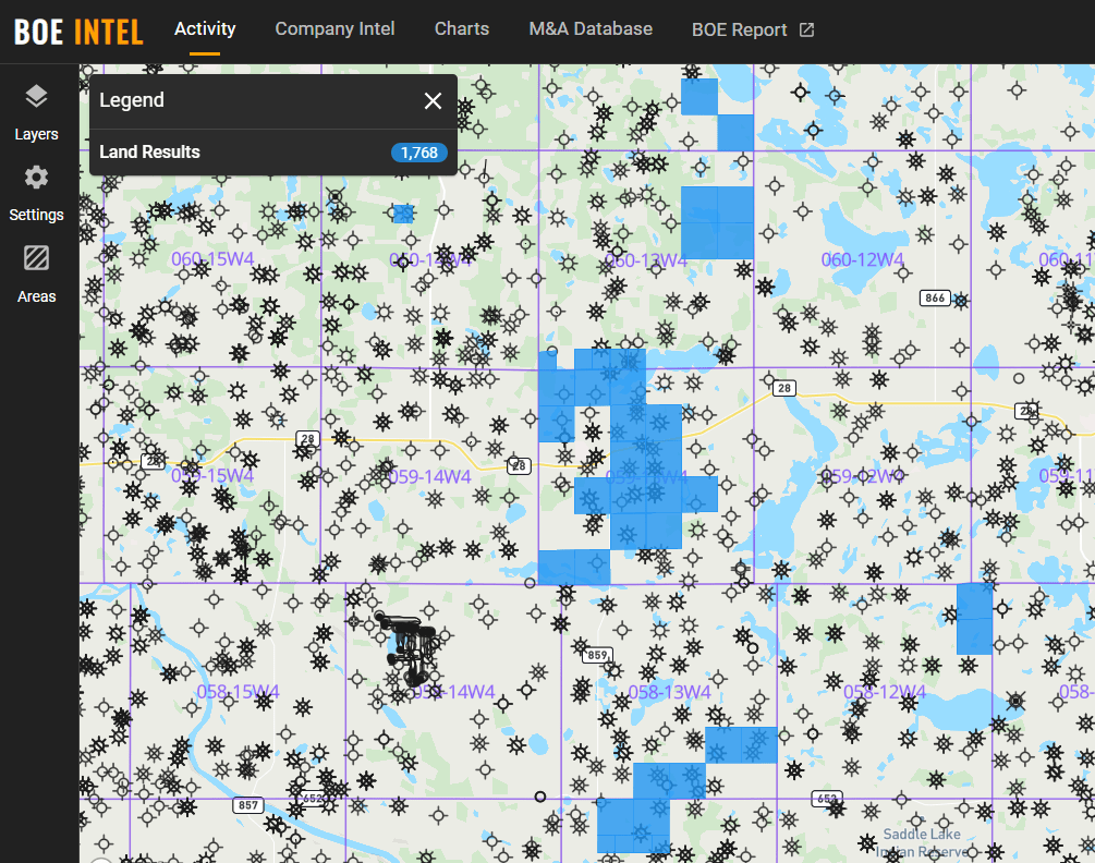 Mannville / Clearwater exploration land sells for highest bonus in Jan