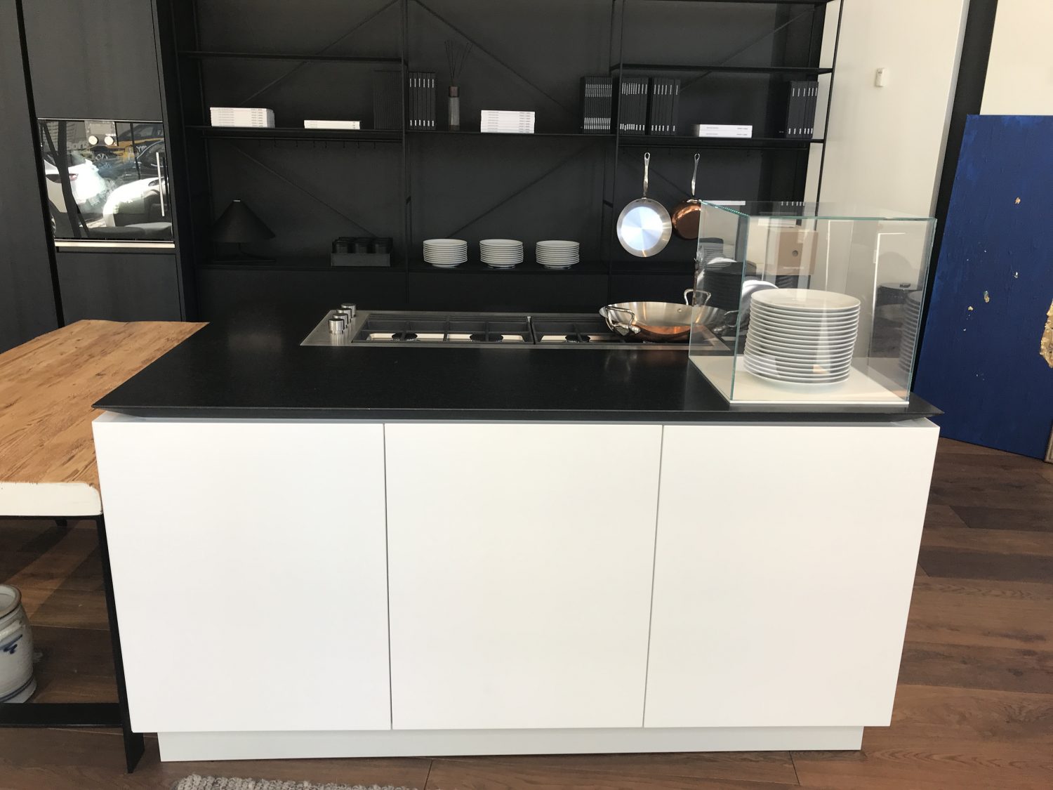 K14 Kücheninsel mit angesetztem Tisch aus Tanne antik Boffi Studio