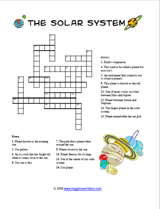 Easy Solar System Crossword