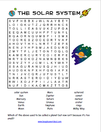 Solar System Word Search