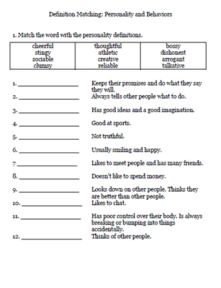 Personality Definition Matching