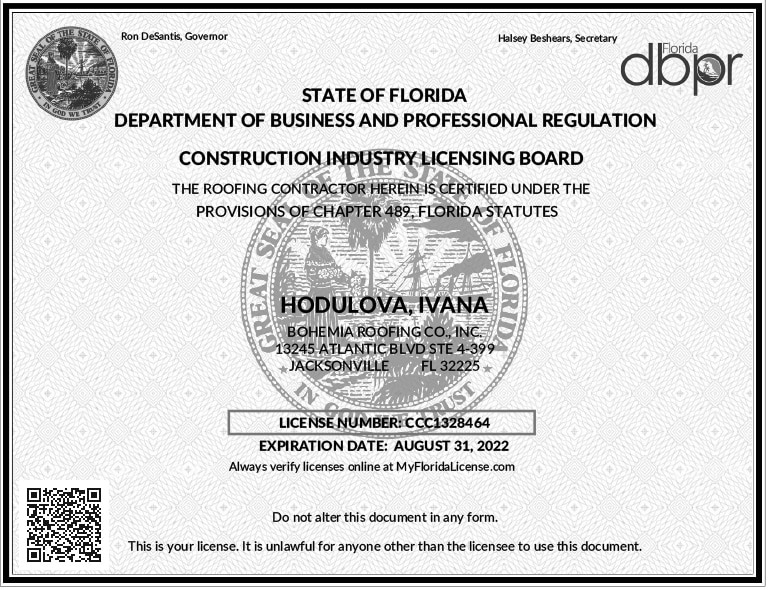 Certifications Bohemia Roofing