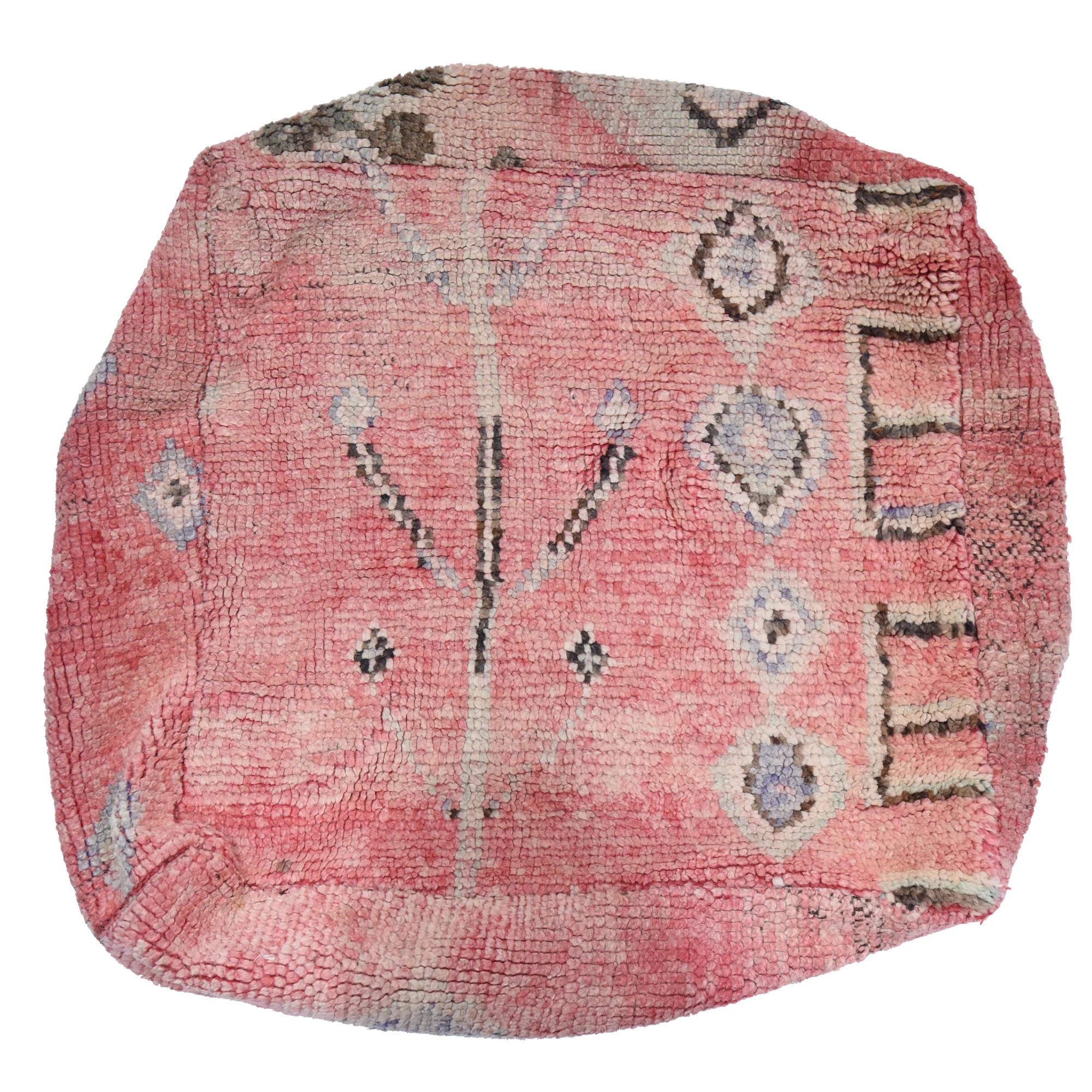 Moroccan Floor Cushion Mavis Pink, Almond, Charcoal & Ivory Vintage