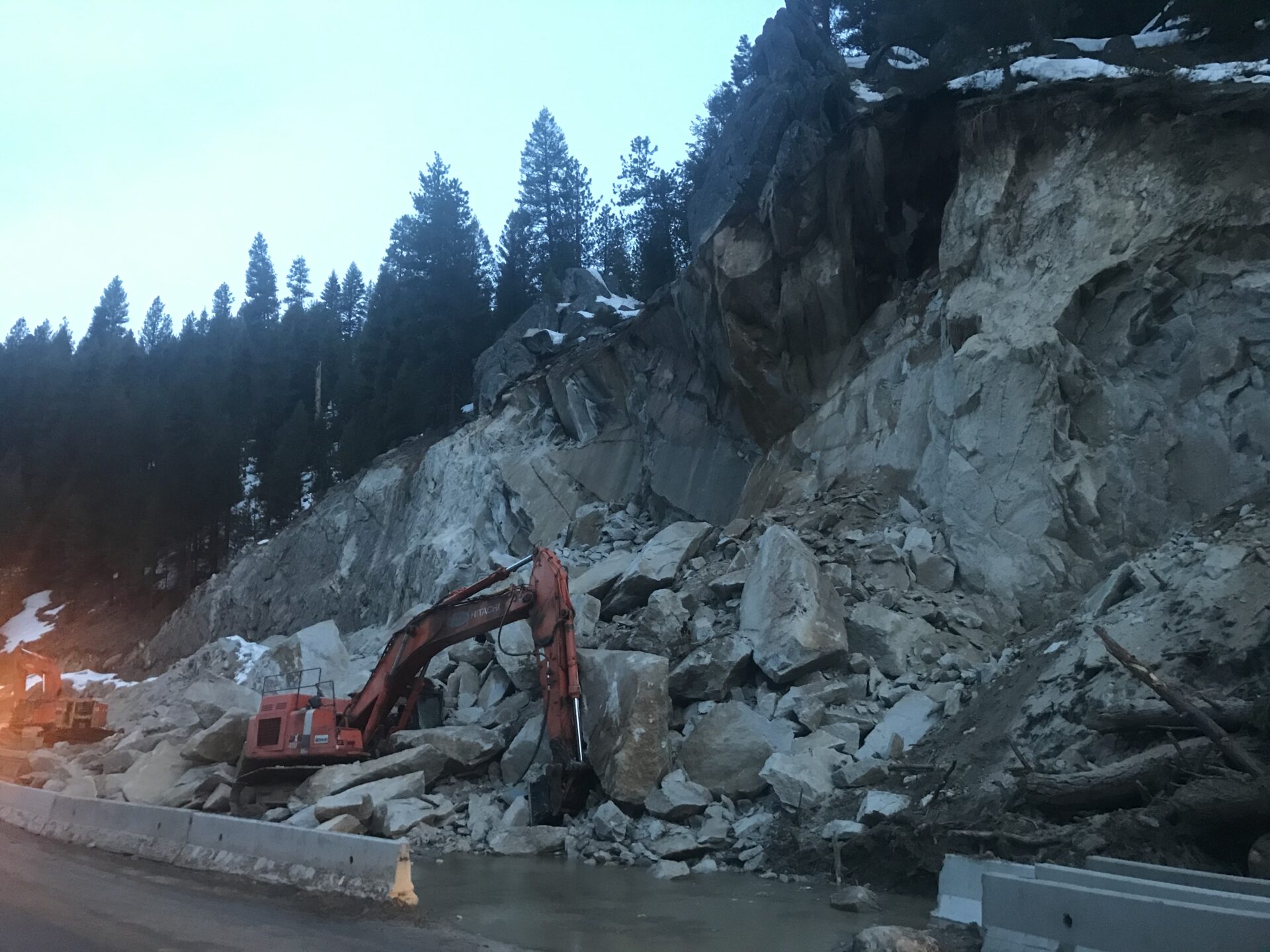 Highway 55 closes due to rockfall near Smiths Ferry by McCall, ID