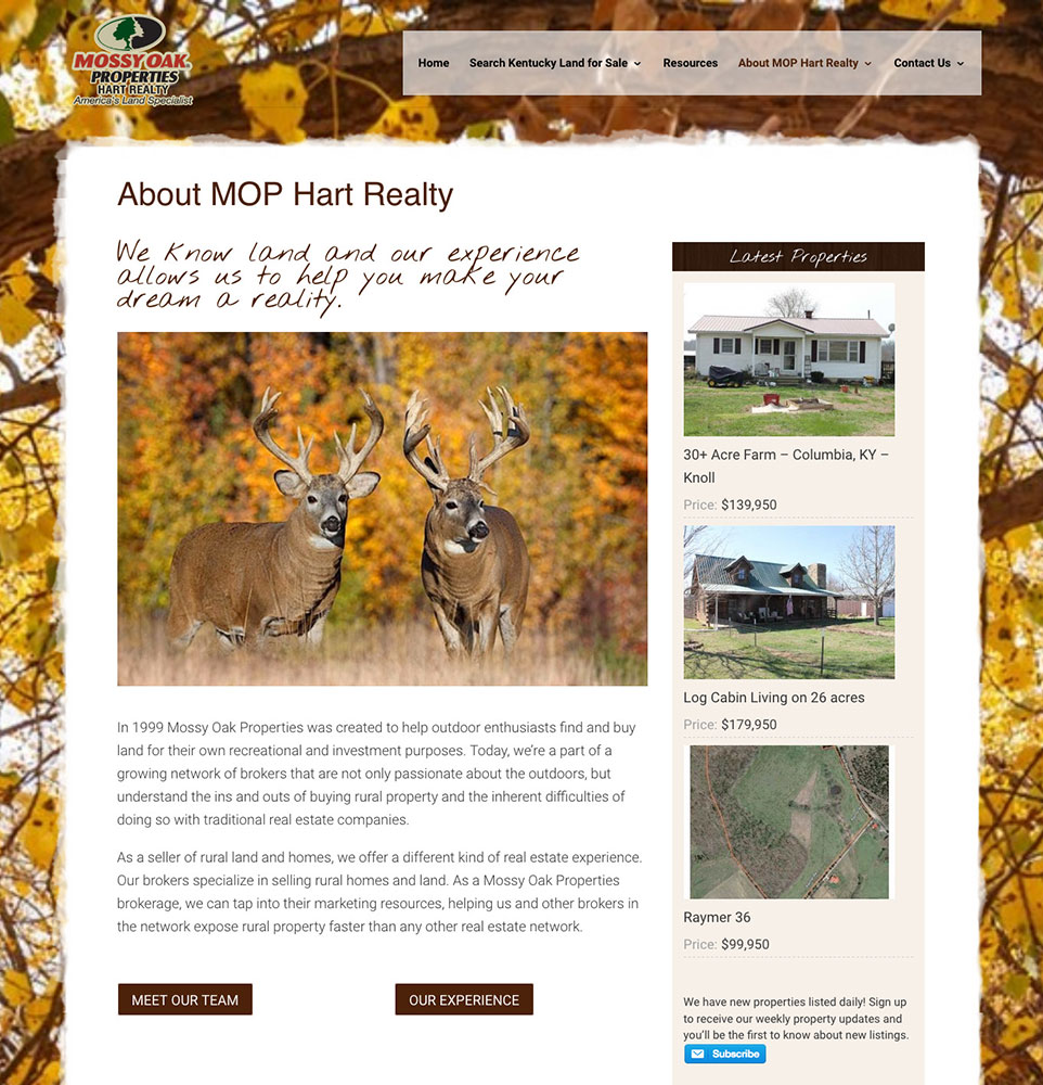 Mossy Oak Properties Hart Realty Real Estate site Bold Print