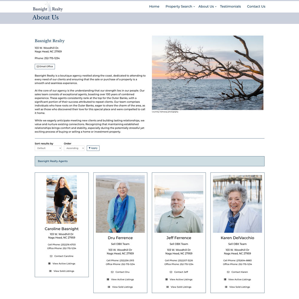 Basnight Realty site Bold Print Design Studio