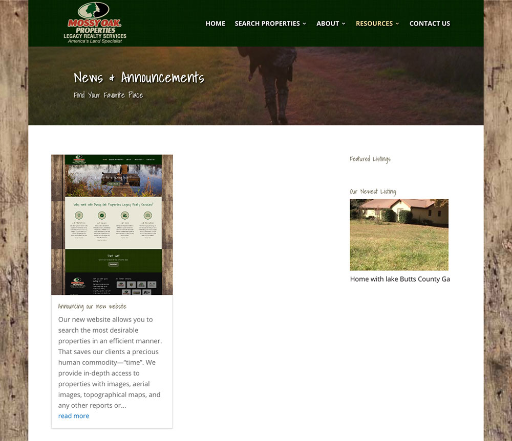 Mossy Oak Properties Legacy Realty Services MLS Real Estate site