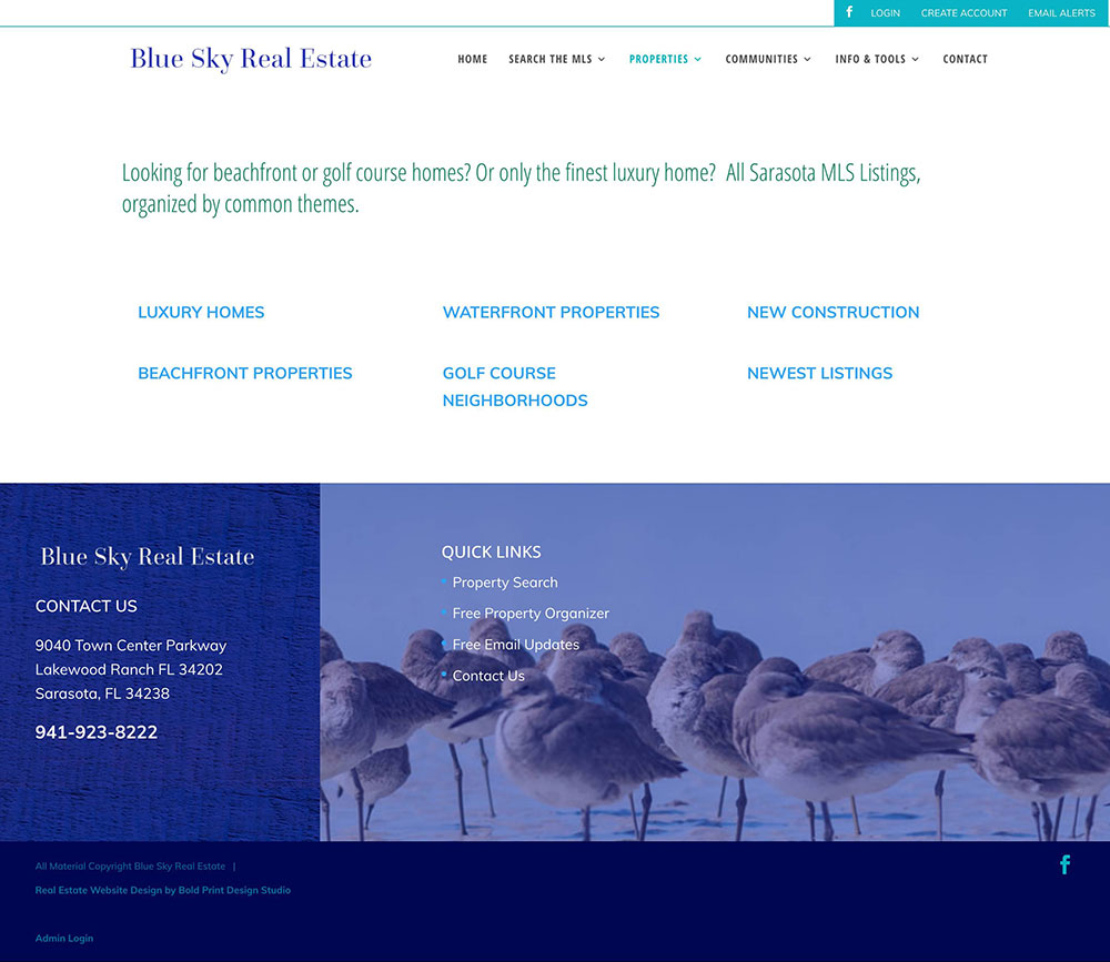 Blue Sky Real Estate MLS site Bold Print Design Studio