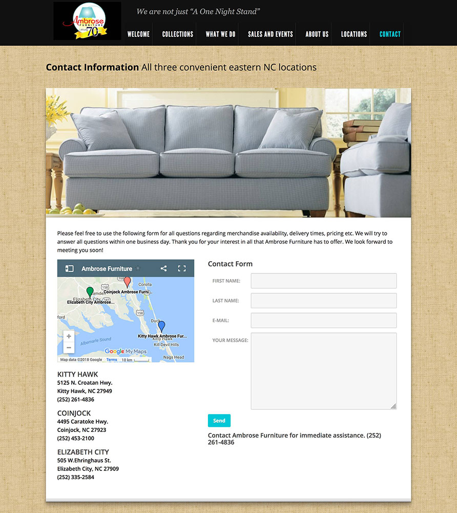 Ambrose Furniture Website Bold Print Design Studio