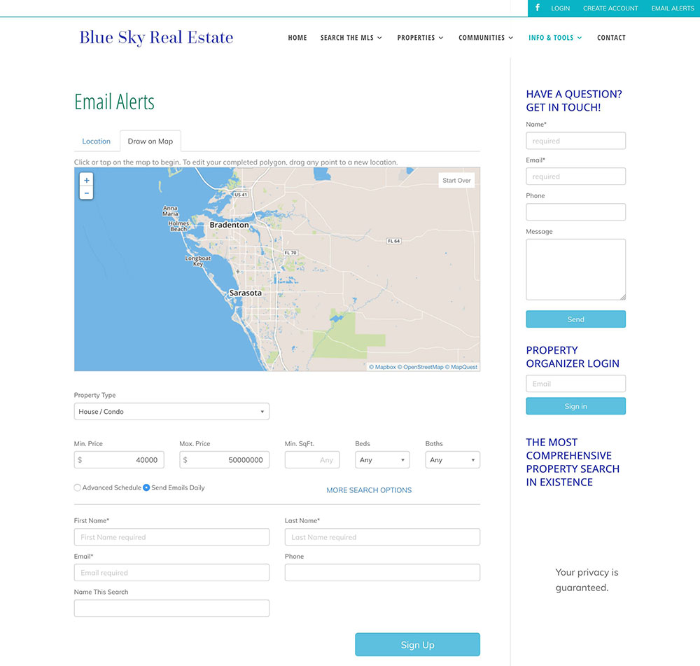 Blue Sky Real Estate MLS site Bold Print Design Studio